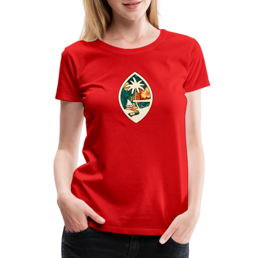 Guam Seal Floral Women’s Premium T-Shirt - red