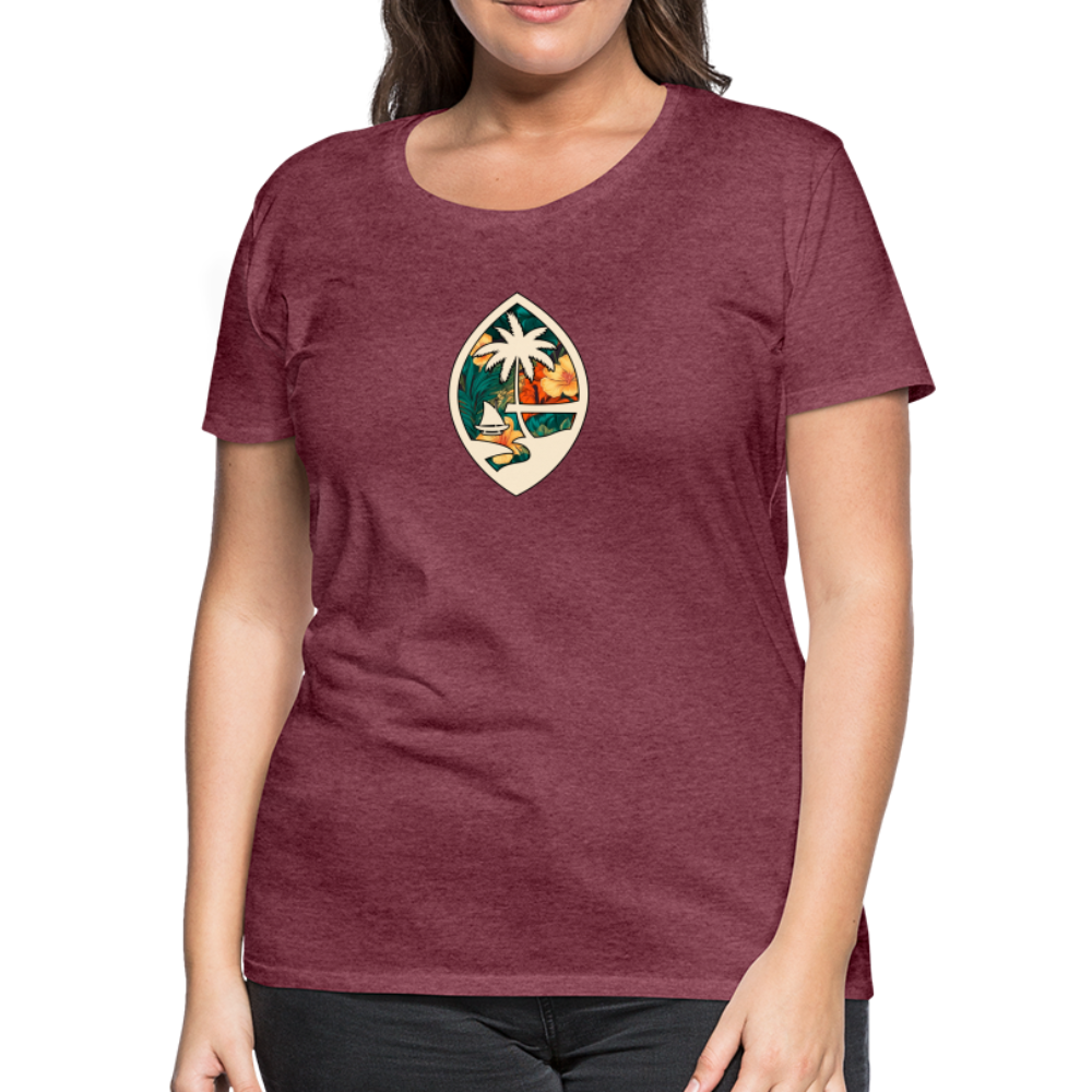 Guam Seal Floral Women’s Premium T-Shirt - heather burgundy