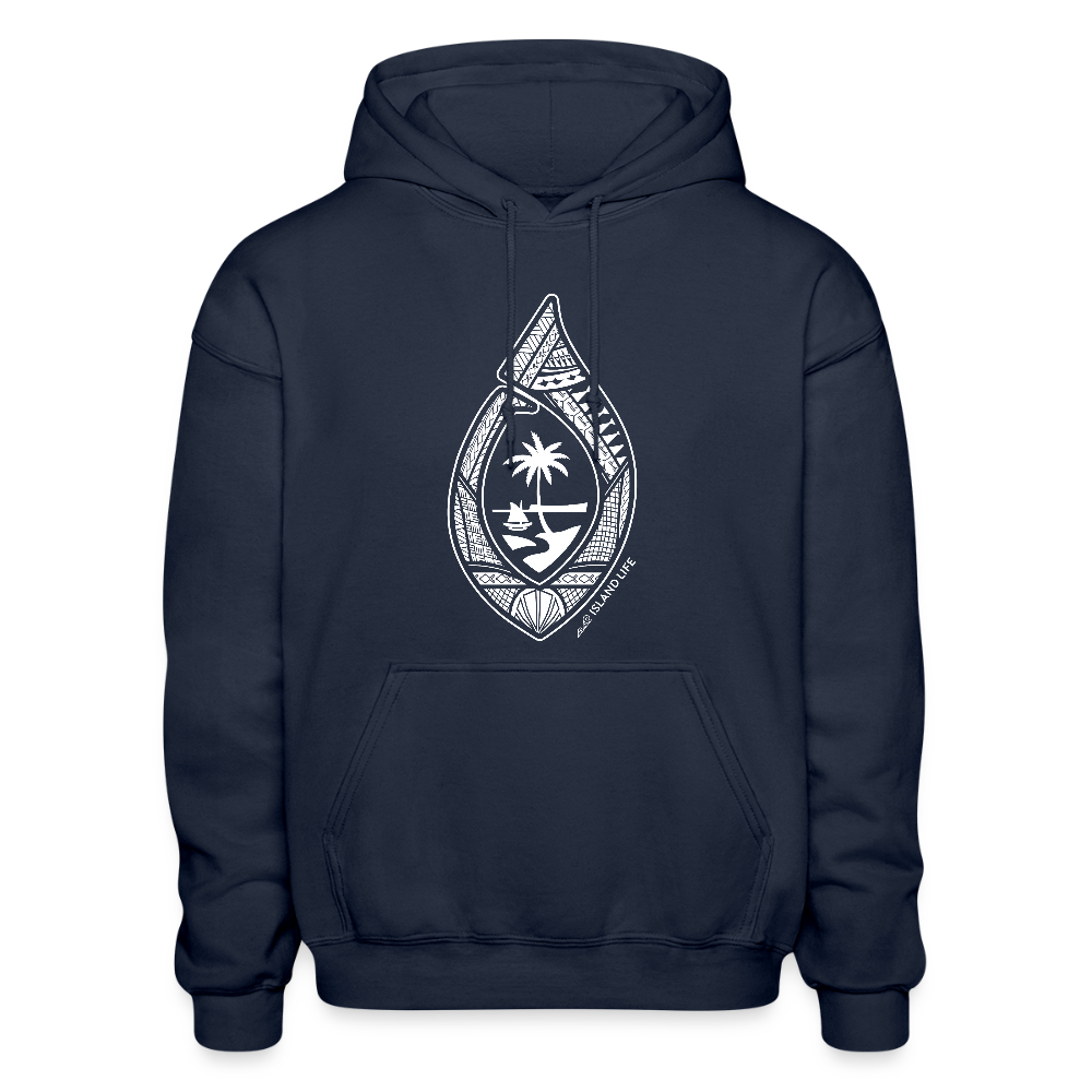 Guahan Tribal Hook Adult Heavy Blend Pullover Hoodie - navy