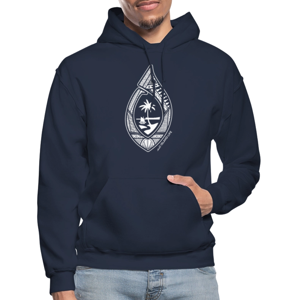 Guahan Tribal Hook Adult Heavy Blend Pullover Hoodie - navy