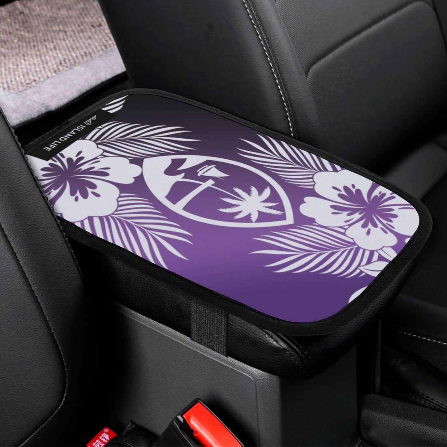 Guam Tropical Hibiscus Purple Car Armrest Cover