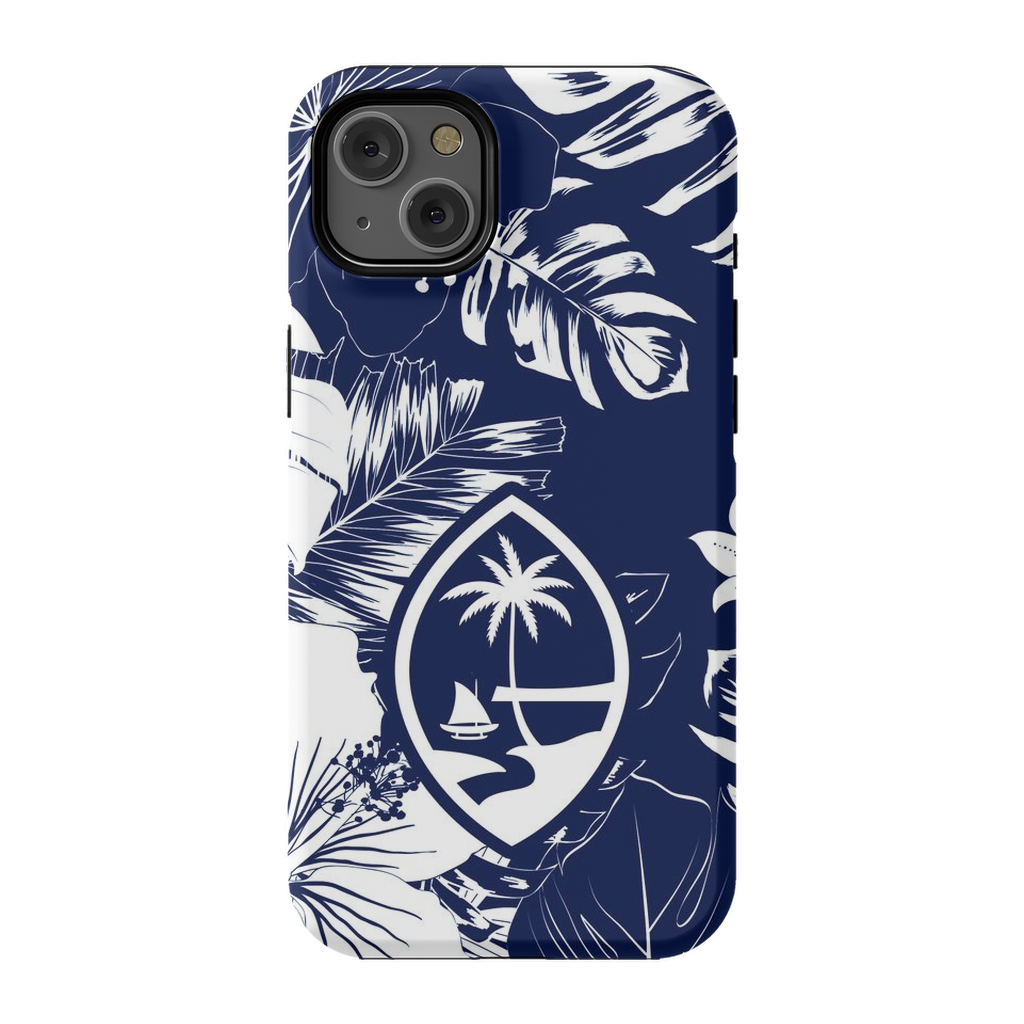 Guam Hibiscus Floral Navy Premium Glossy Tough Phone Case