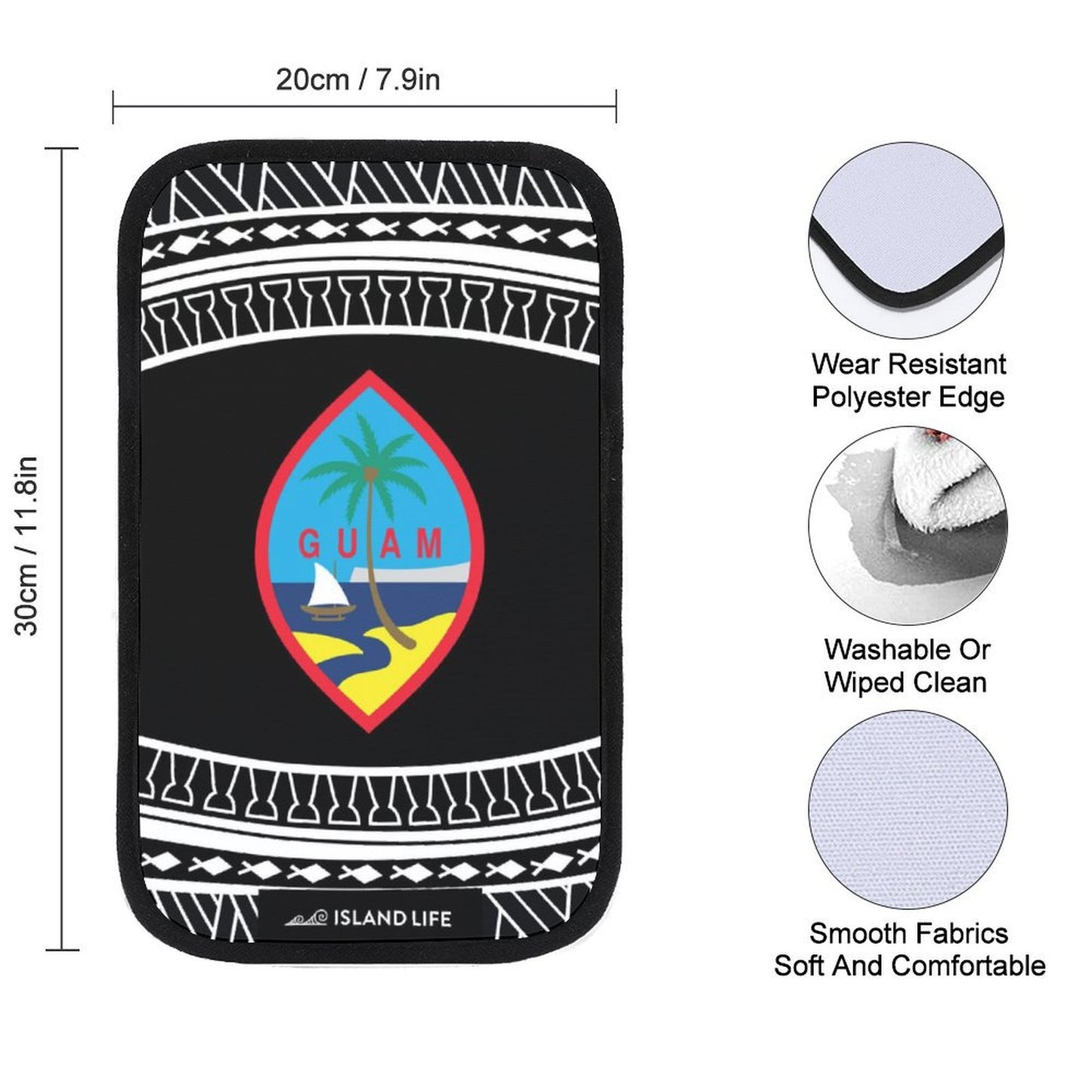 Guam Tribal Black Car Armrest Cover