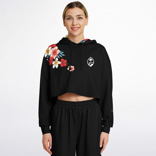 Guam Tropical Floral Cropped Hoodie