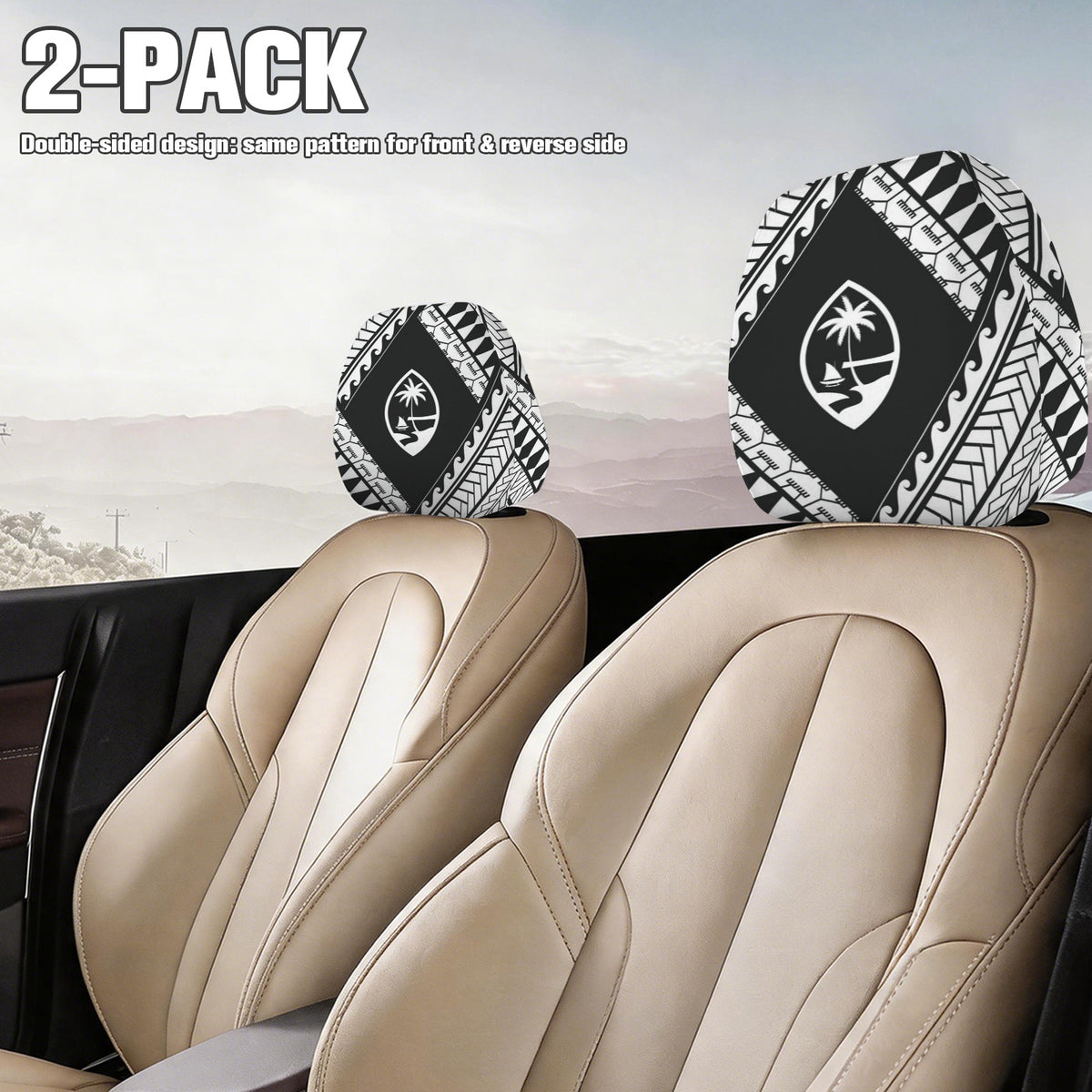 Guahan Tribal Car Headrest Cover (2-Pack)