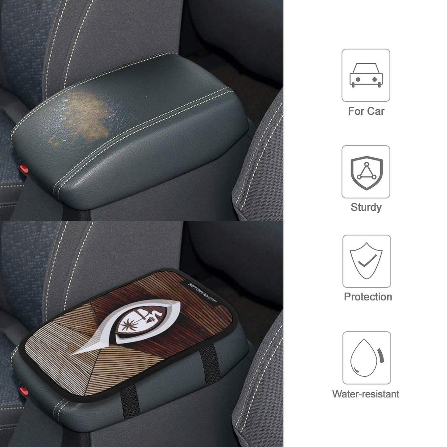 Guam Tribal Hook Car Armrest Cover