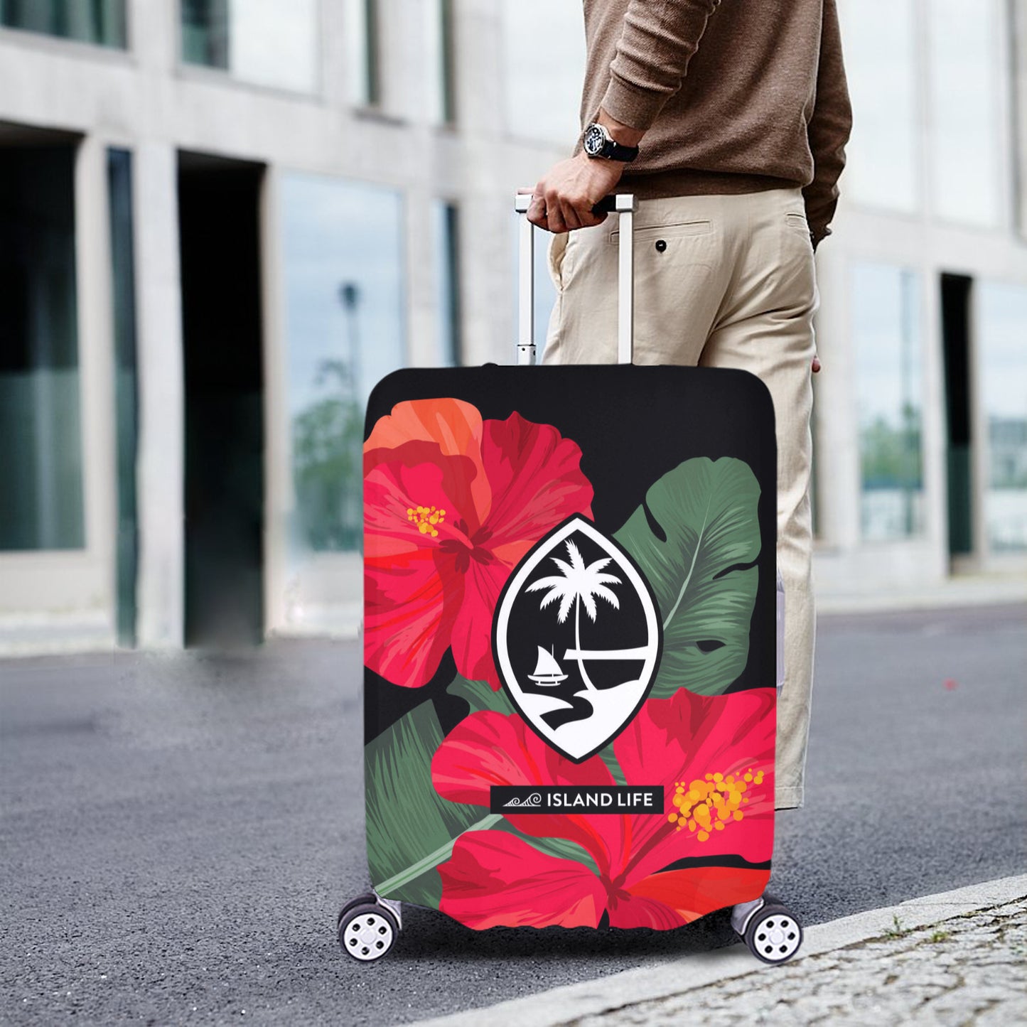 Guam Red Hibiscus Paradise Luggage Cover