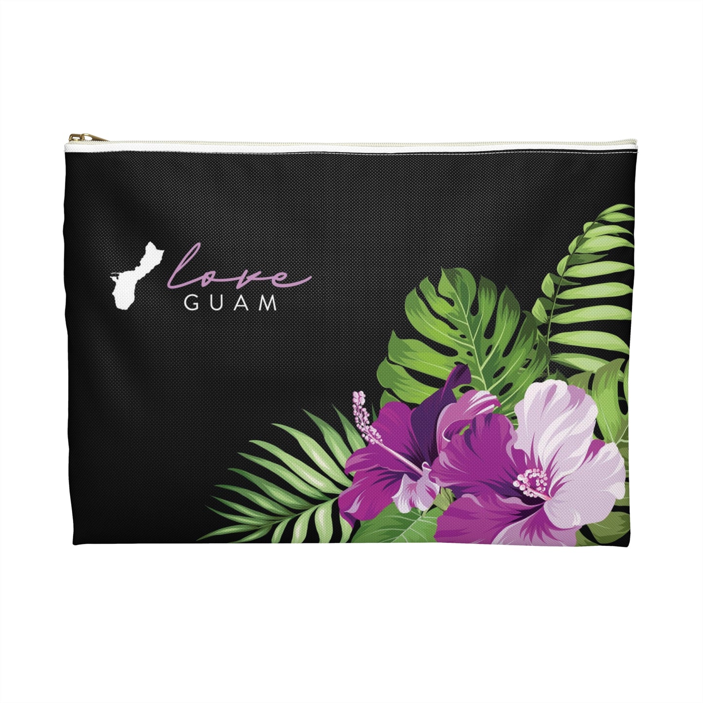 Love Guam Purple Hibiscus Accessories Carry All Pouch