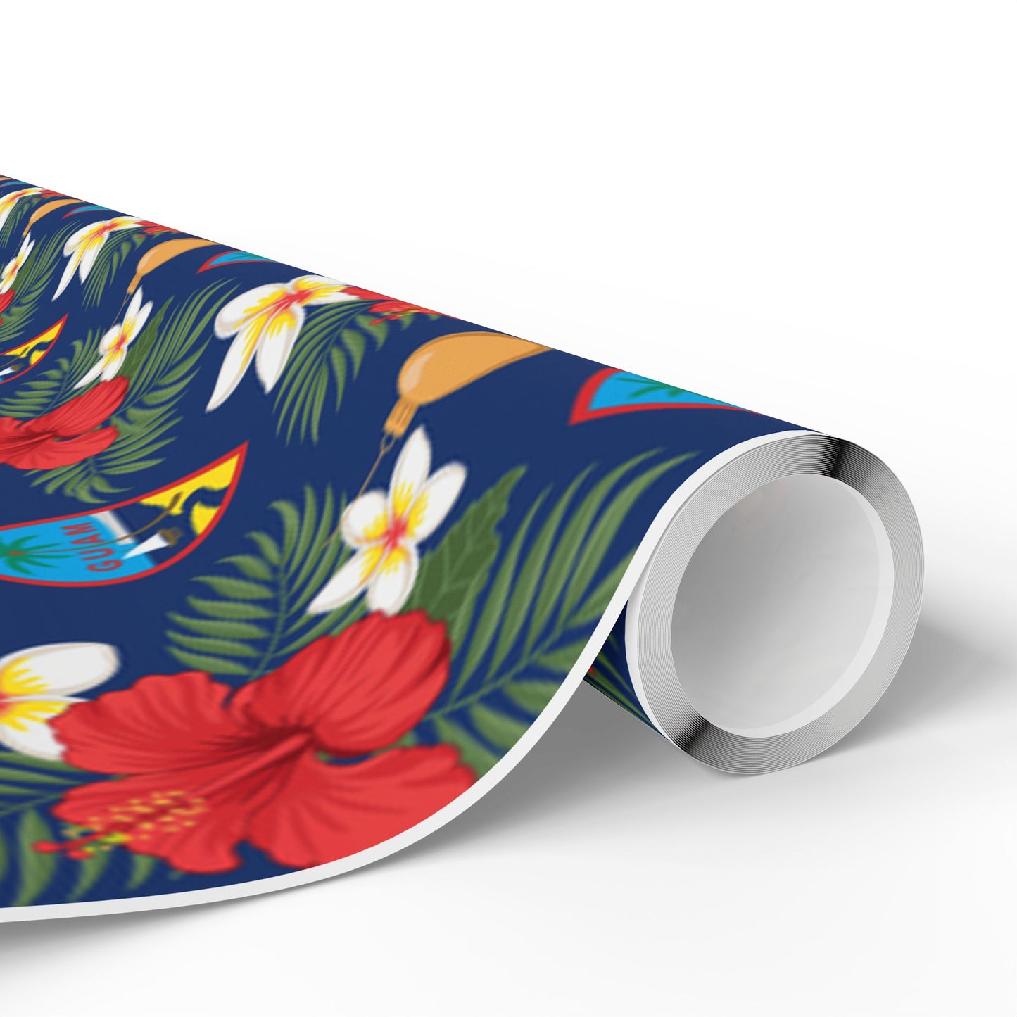 Guam Christmas Flowers Blue Gift Wrap Wrapping Paper