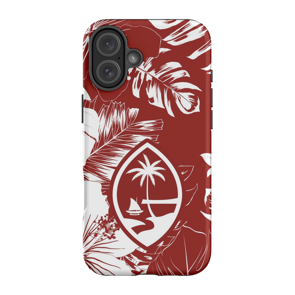 Guam Hibiscus Floral Red Premium Glossy Tough Phone Case