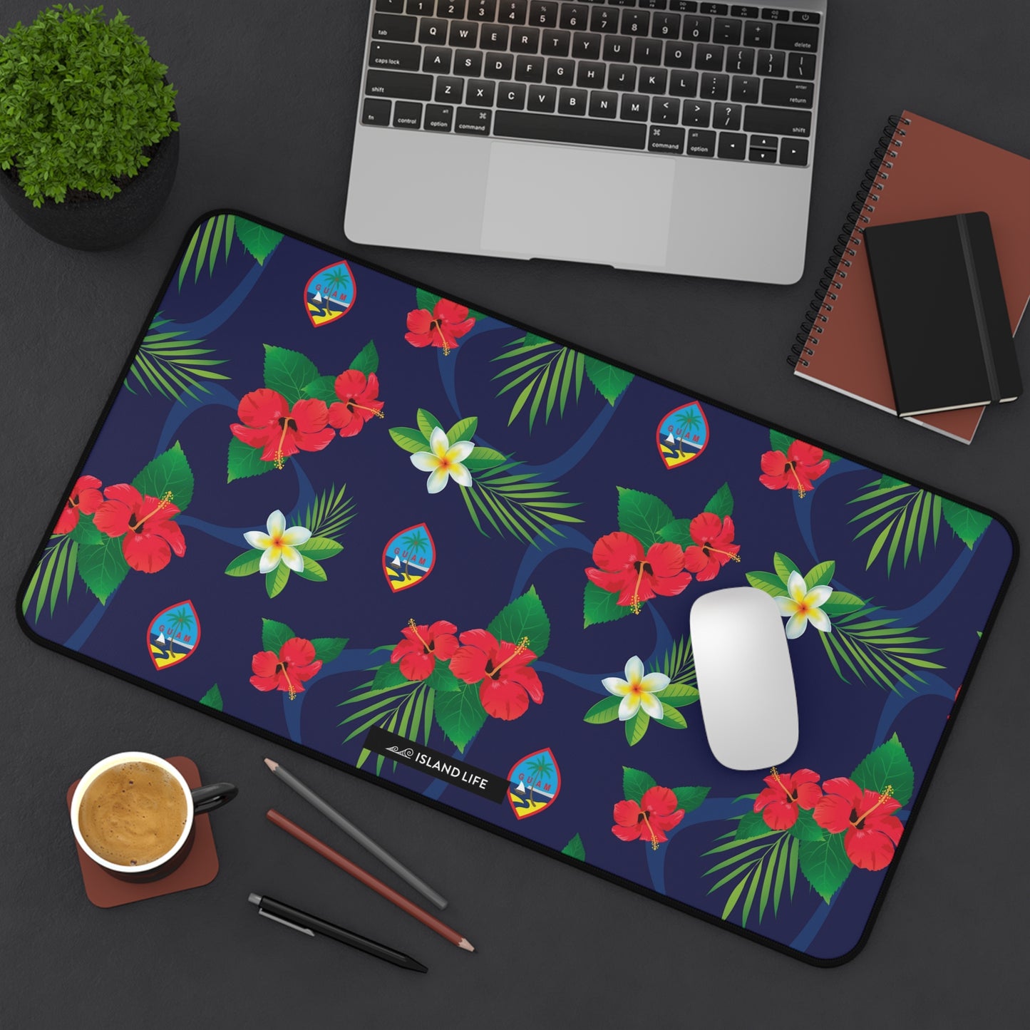 Guam Flag Flowers Gaming Mat Desk Mat