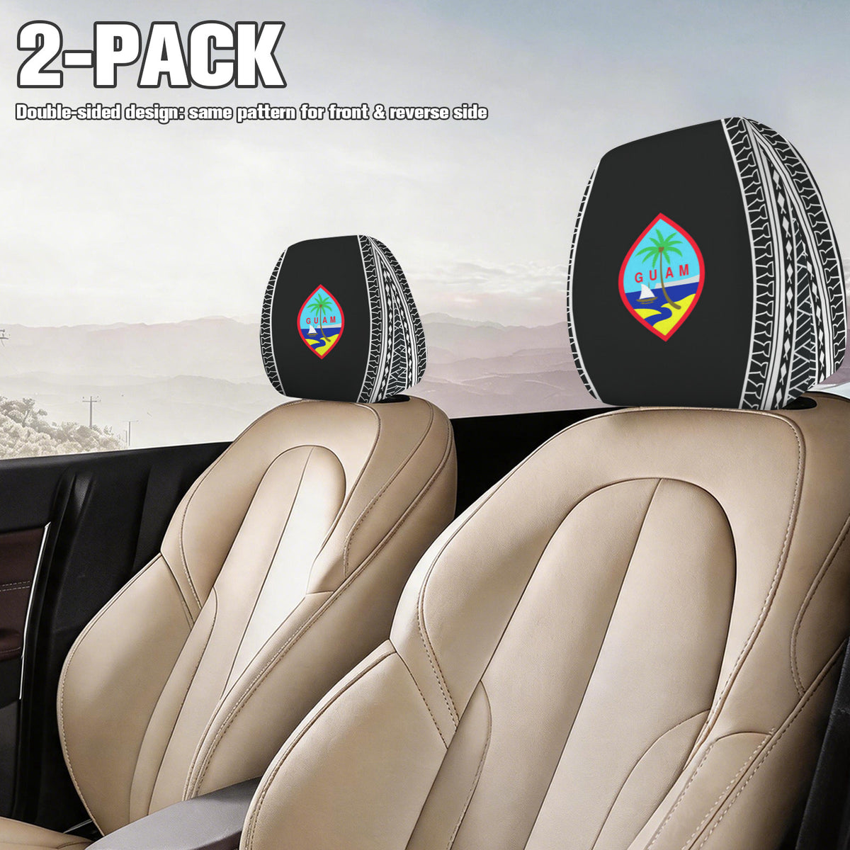 Guam Tribal Car Headrest Cover (2-Pack)