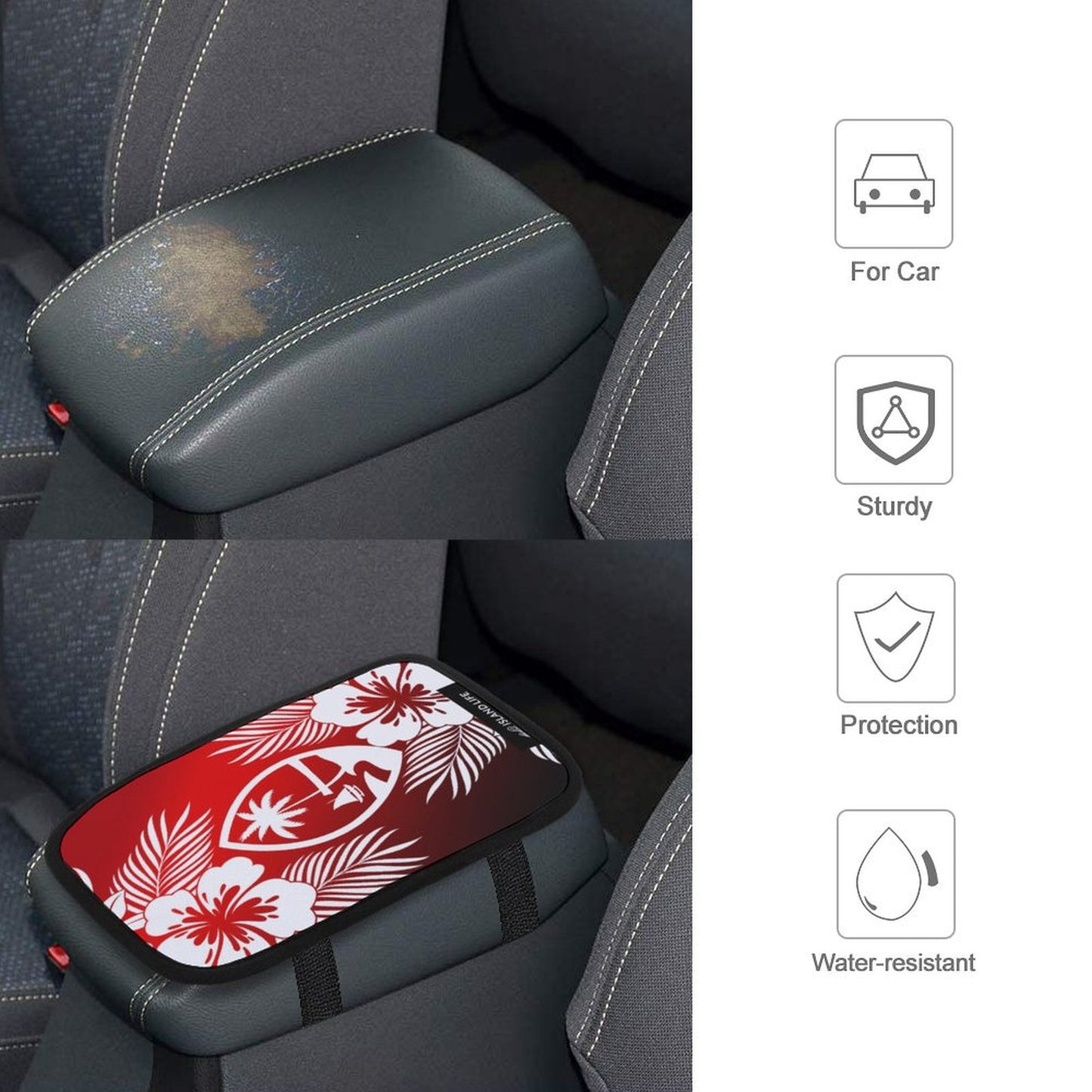Guam Tropical Hibiscus Red Car Armrest Cover