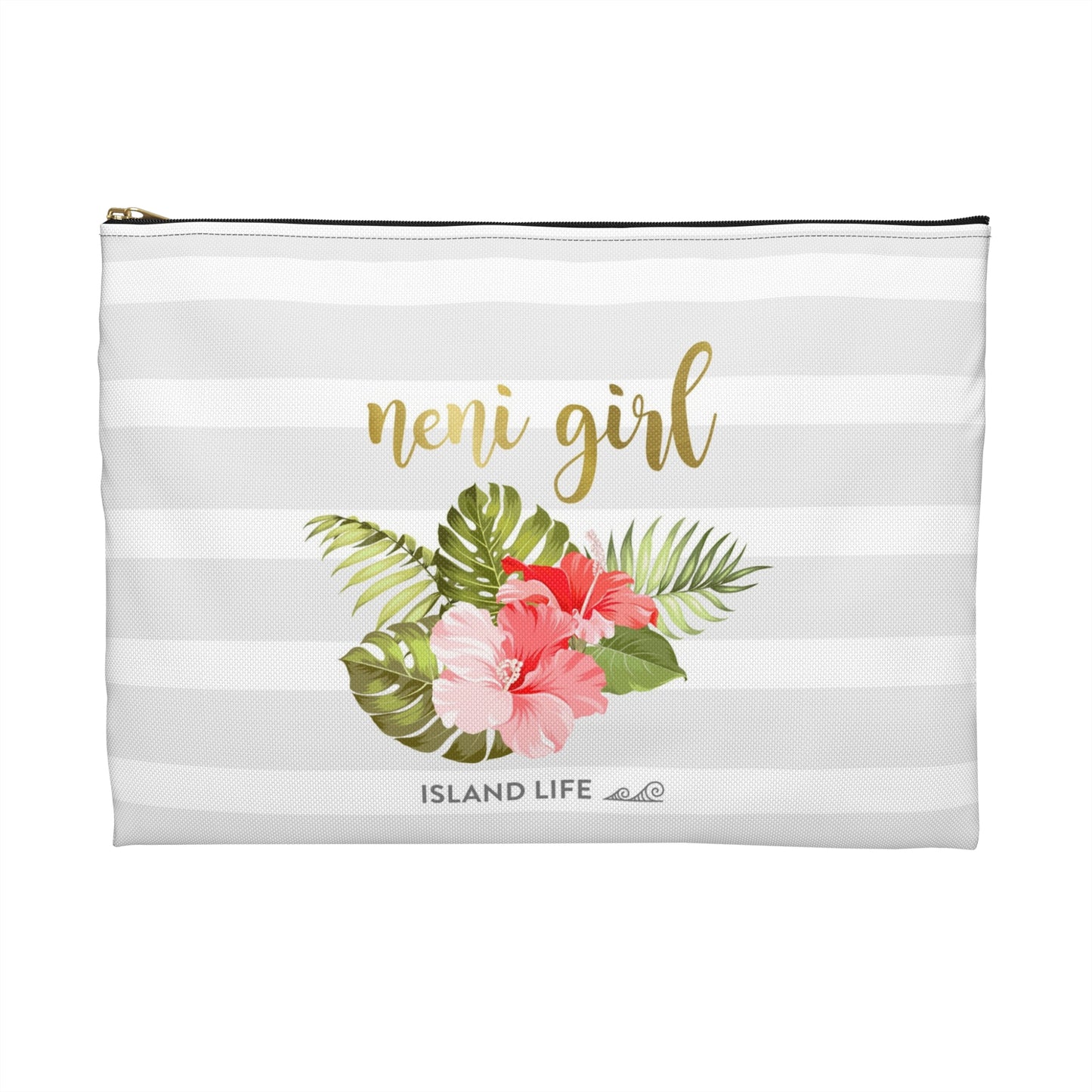 Neni Girl Hibiscus Striped Guam CNMI Accessories Carry All Pouch
