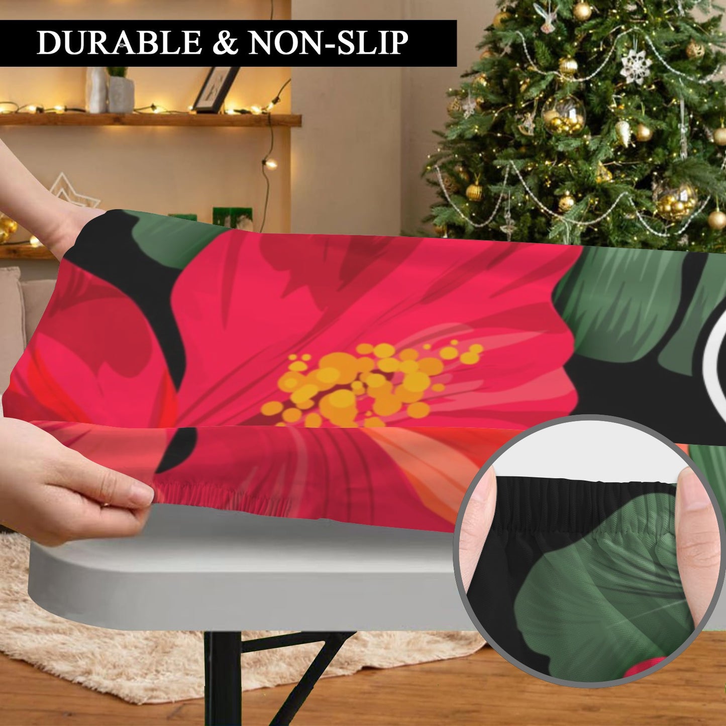 Guam Hibiscus Paradise Red Fitted Tablecloth