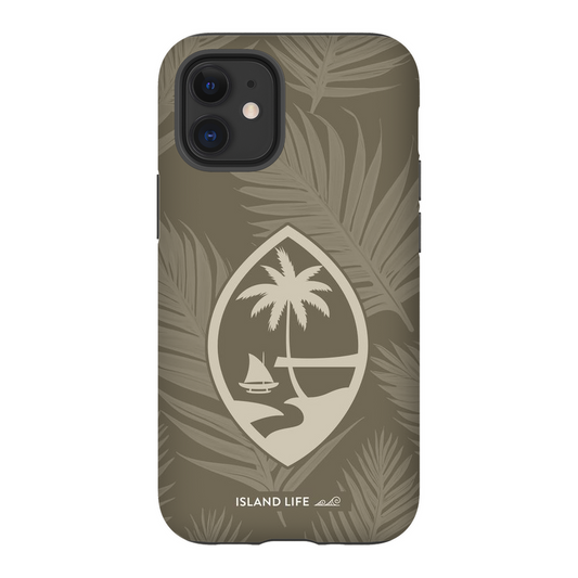 Guam Modern Leaves Khaki Premium Glossy Tough Phone Case