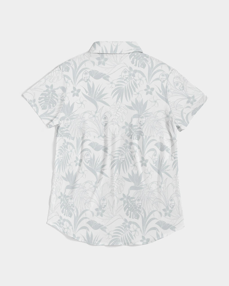 Guam Plumeria Tropical White Women's All-Over Print Short Sleeve Button Up