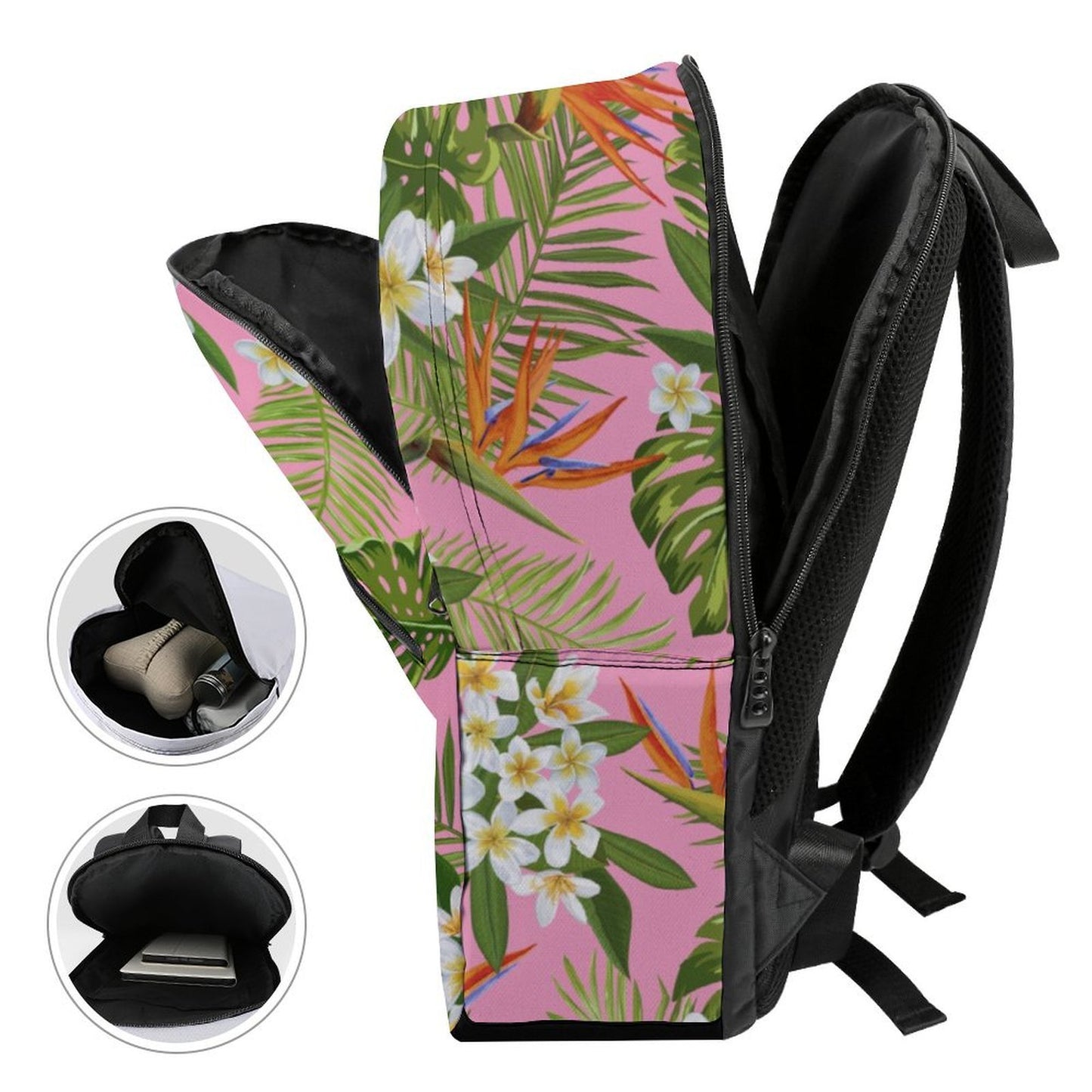 Guam Pink Tropical Flowers Dual-Compartment Backpack