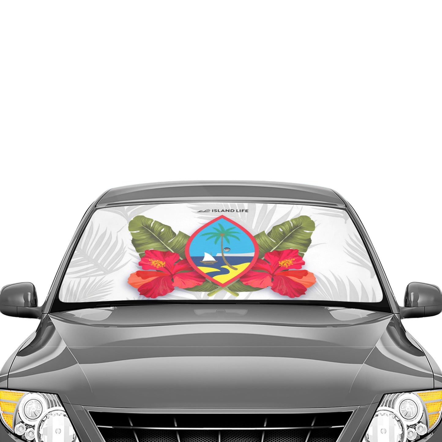 Guam Seal Hibiscus Paradise White Car Sun Shade Umbrella