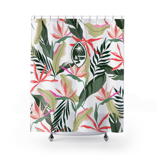 Guam Birds of Paradise White Shower Curtain 71x74