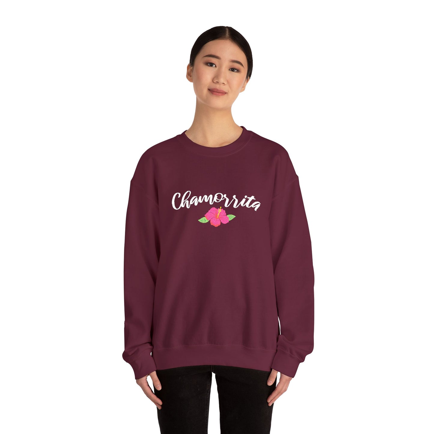 Chamorrita Hibiscus Guam CNMI Embroidered Crewneck Sweatshirt