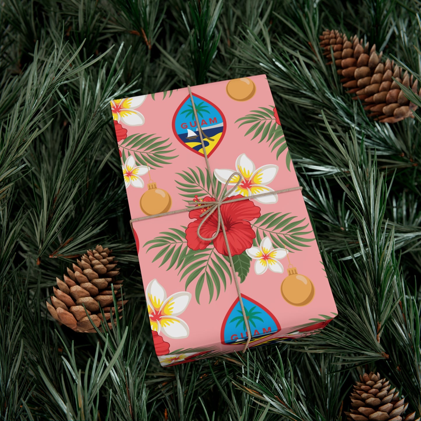 Guam Christmas Flowers Pink Gift Wrapping Paper