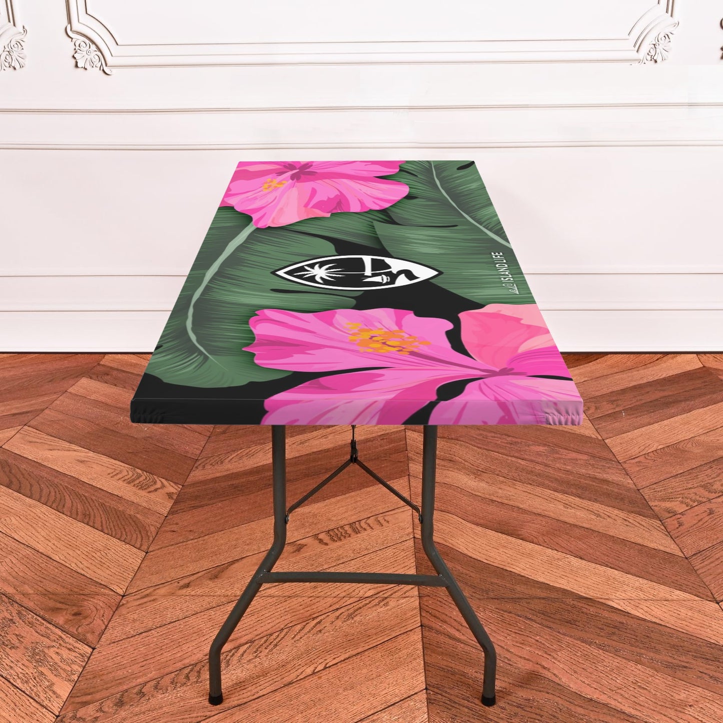 Guam Hibiscus Paradise Pink Fitted Tablecloth