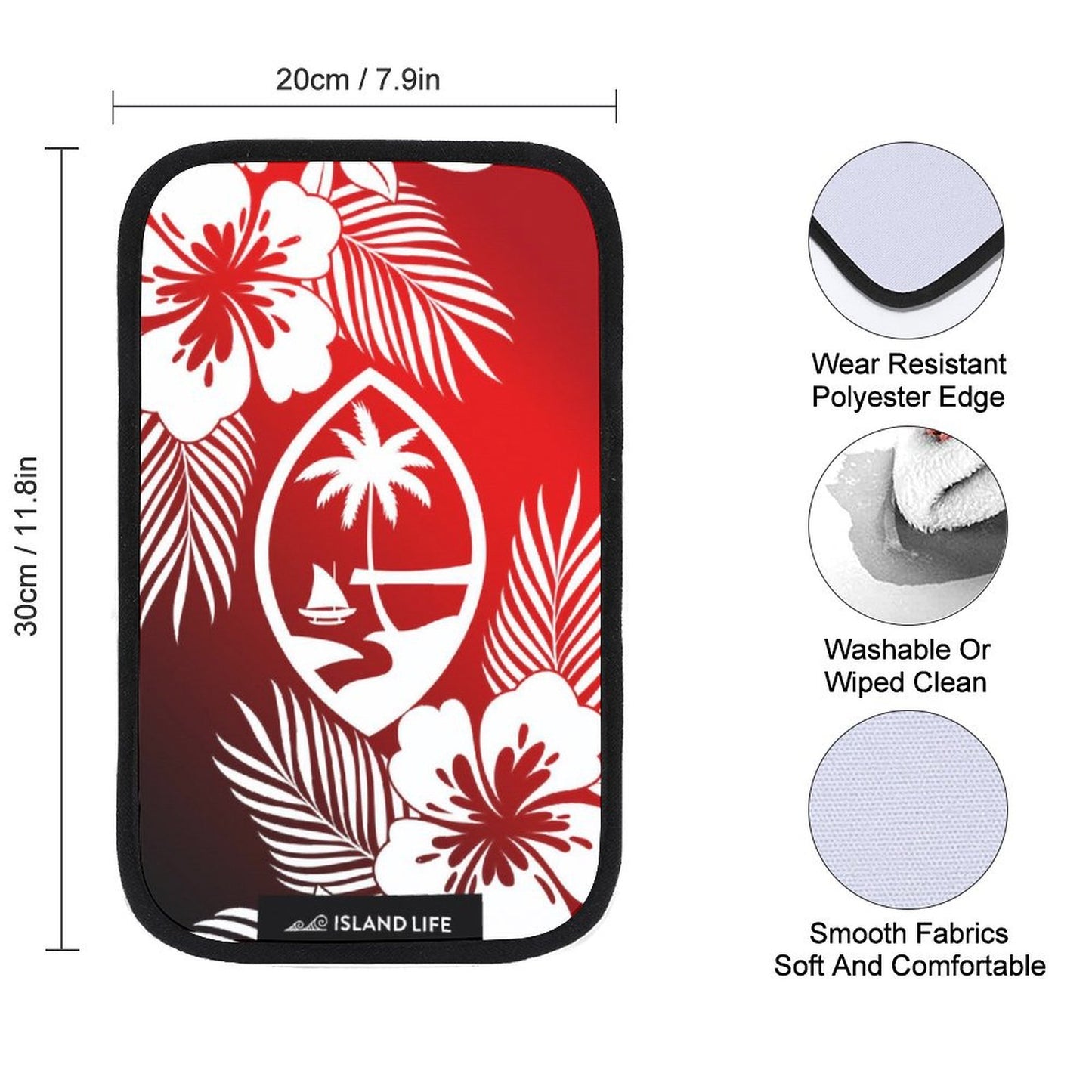 Guam Tropical Hibiscus Red Car Armrest Cover