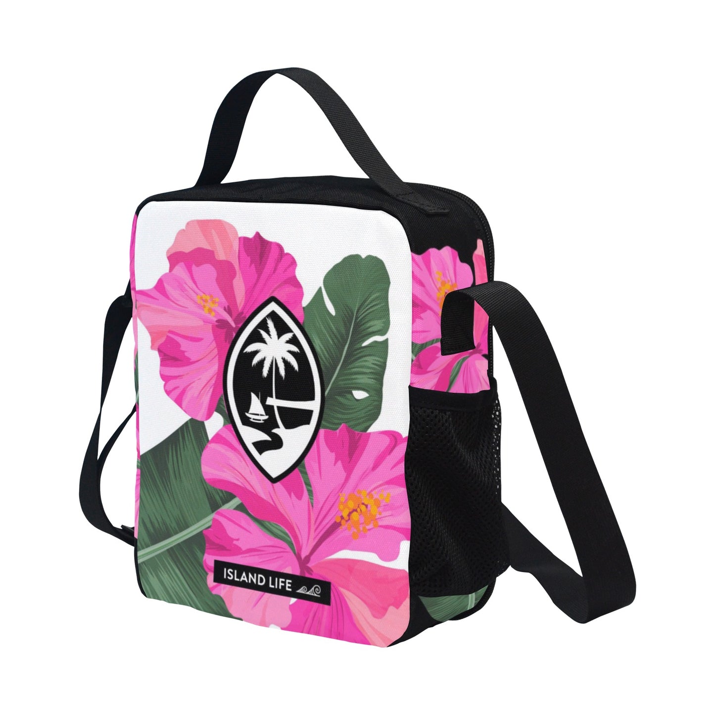 Guam Hibiscus Paradise Pink Crossbody Kids Lunch Bag