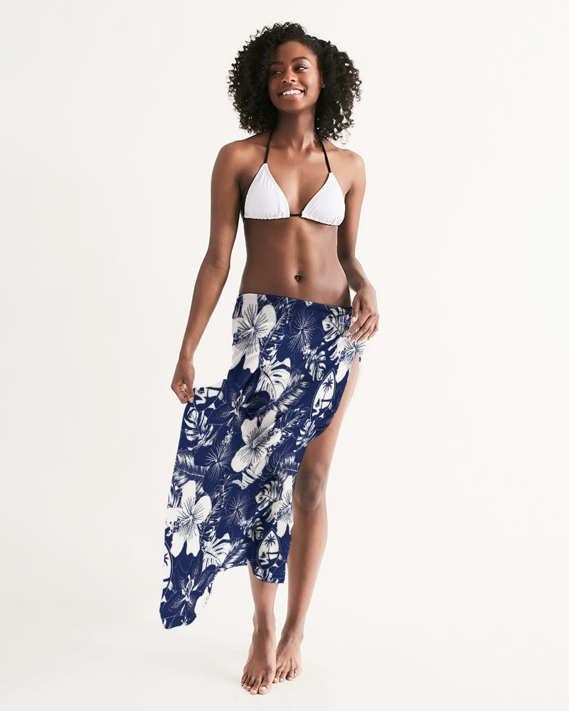 Guam Seal Blue Hibiscus Sarong Swim Cover Up