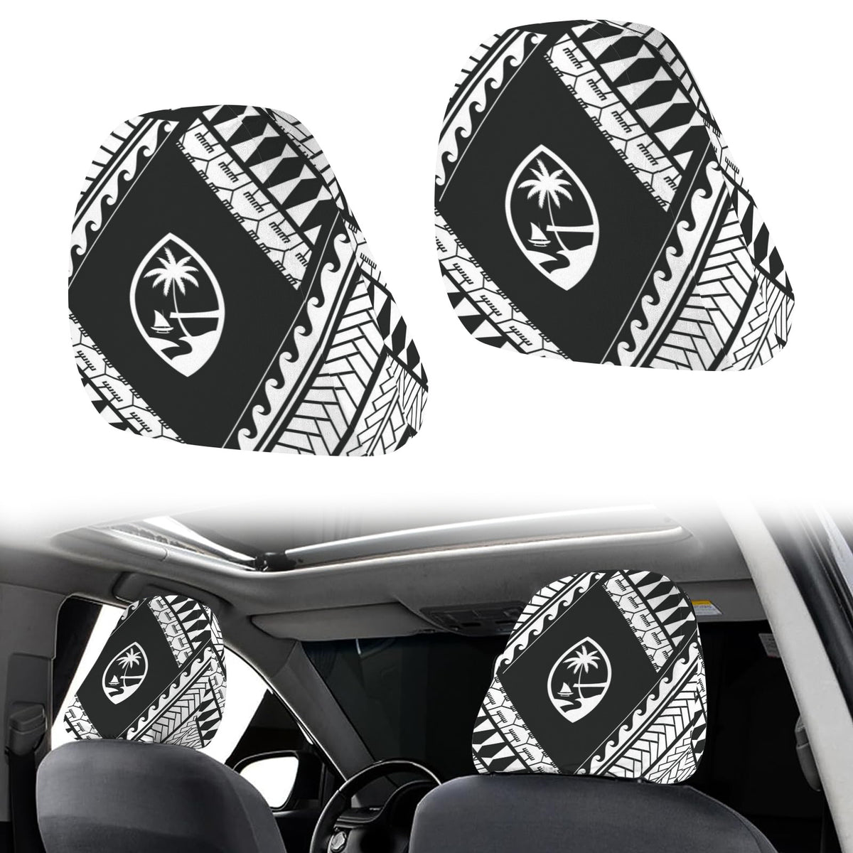 Guahan Tribal Car Headrest Cover (2-Pack)
