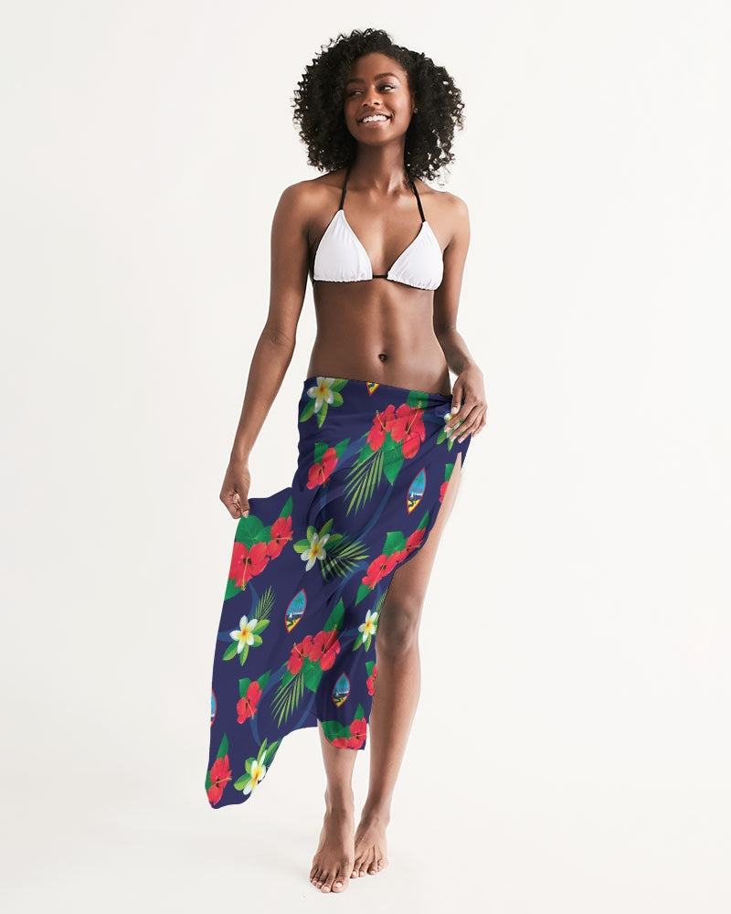 Guam Flag Flowers Sarong Swim Cover Up