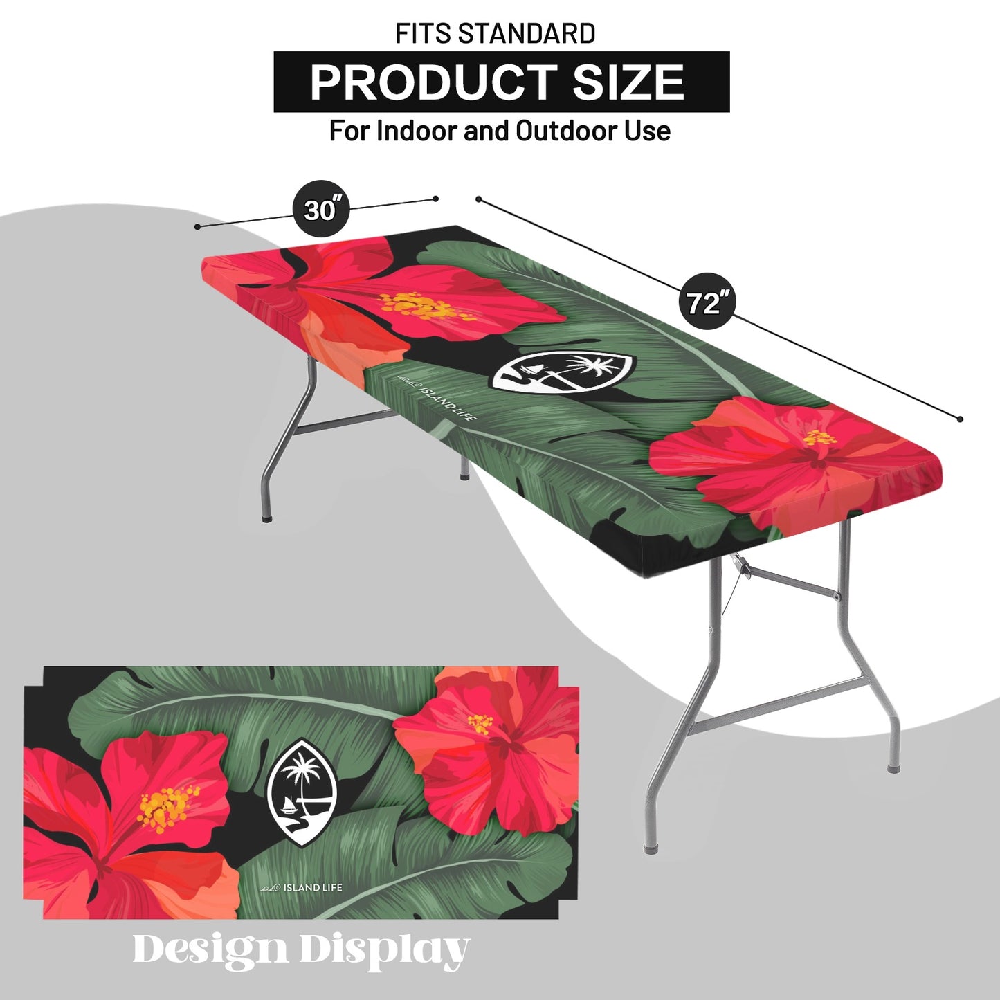 Guam Hibiscus Paradise Red Fitted Tablecloth