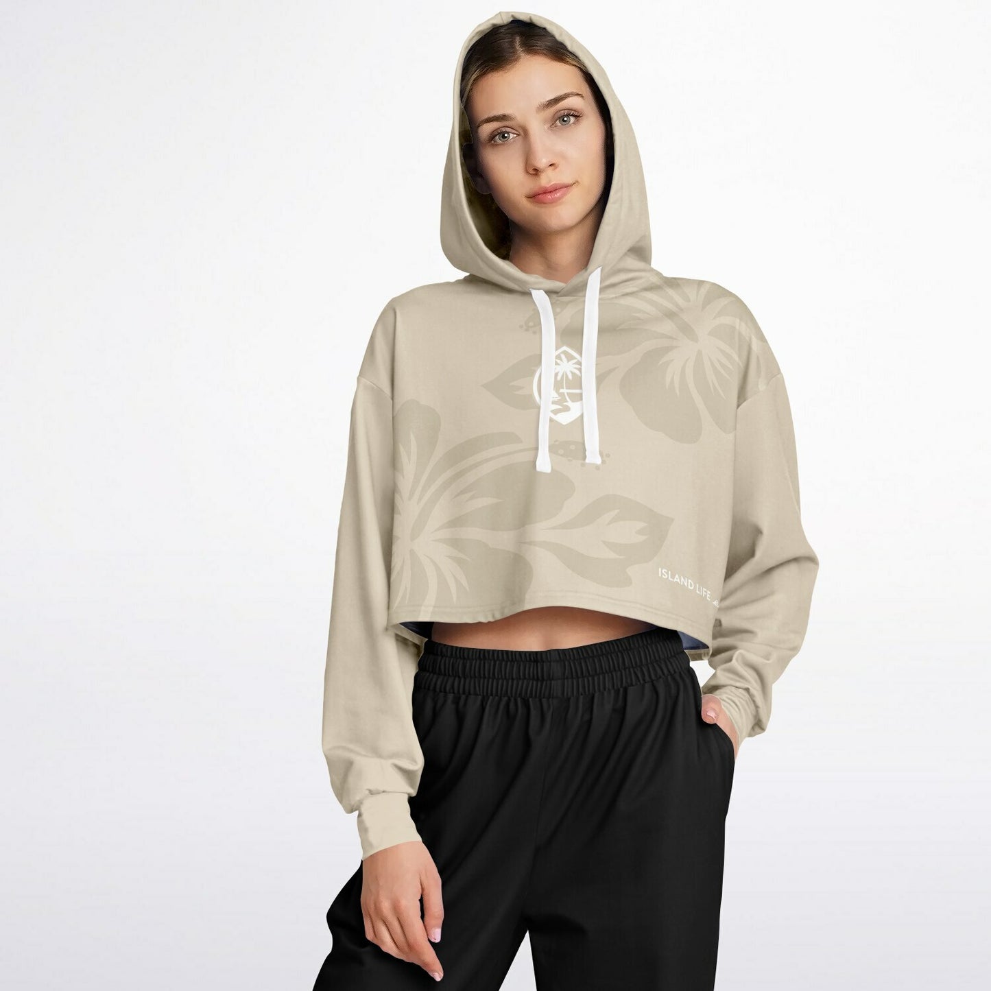 Hibiscus Latiya Guam Cropped Hoodie