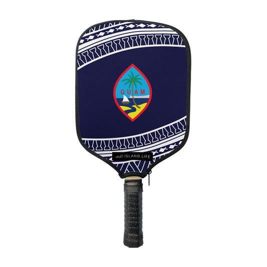 Guam Seal Tribal Blue Pickleball Paddle Cover