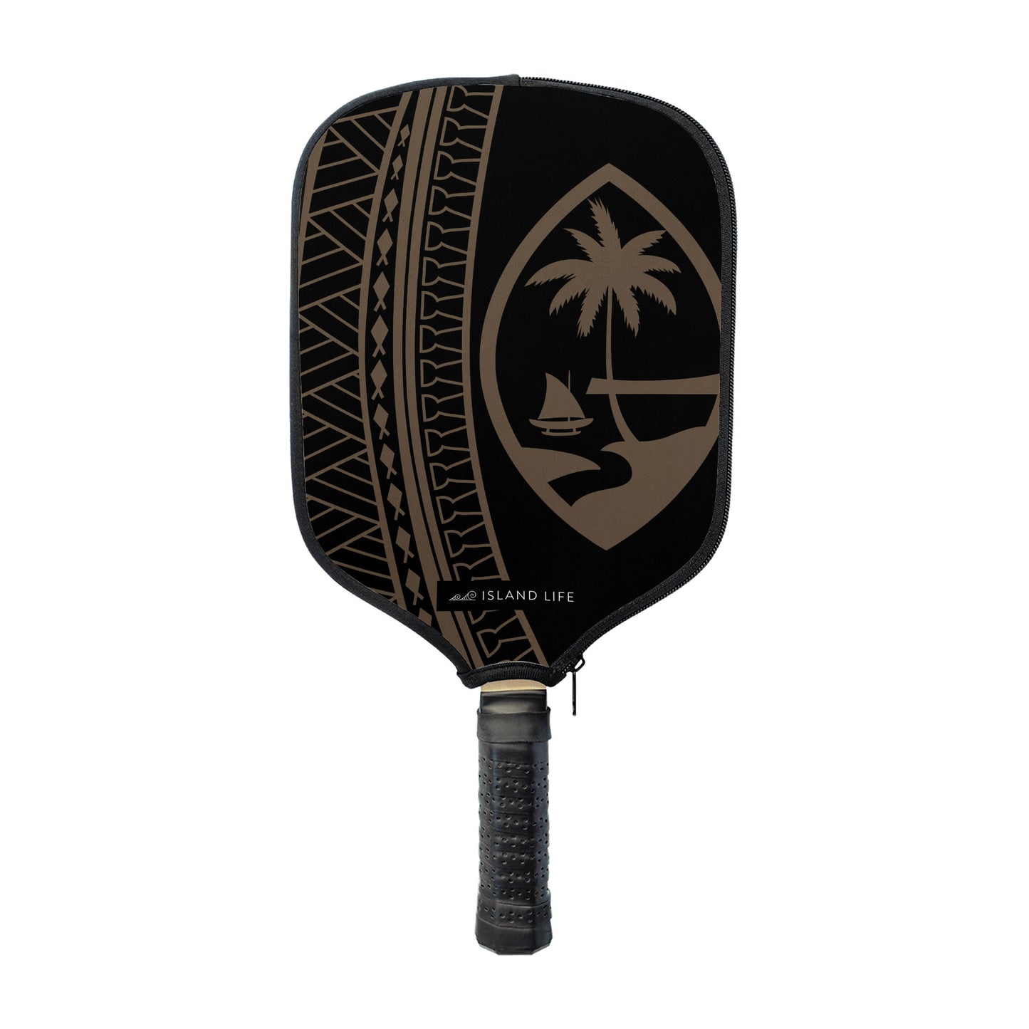 Guam Seal Brown Tribal Pickleball Paddle Cover