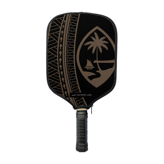 Guam Seal Brown Tribal Pickleball Paddle Cover