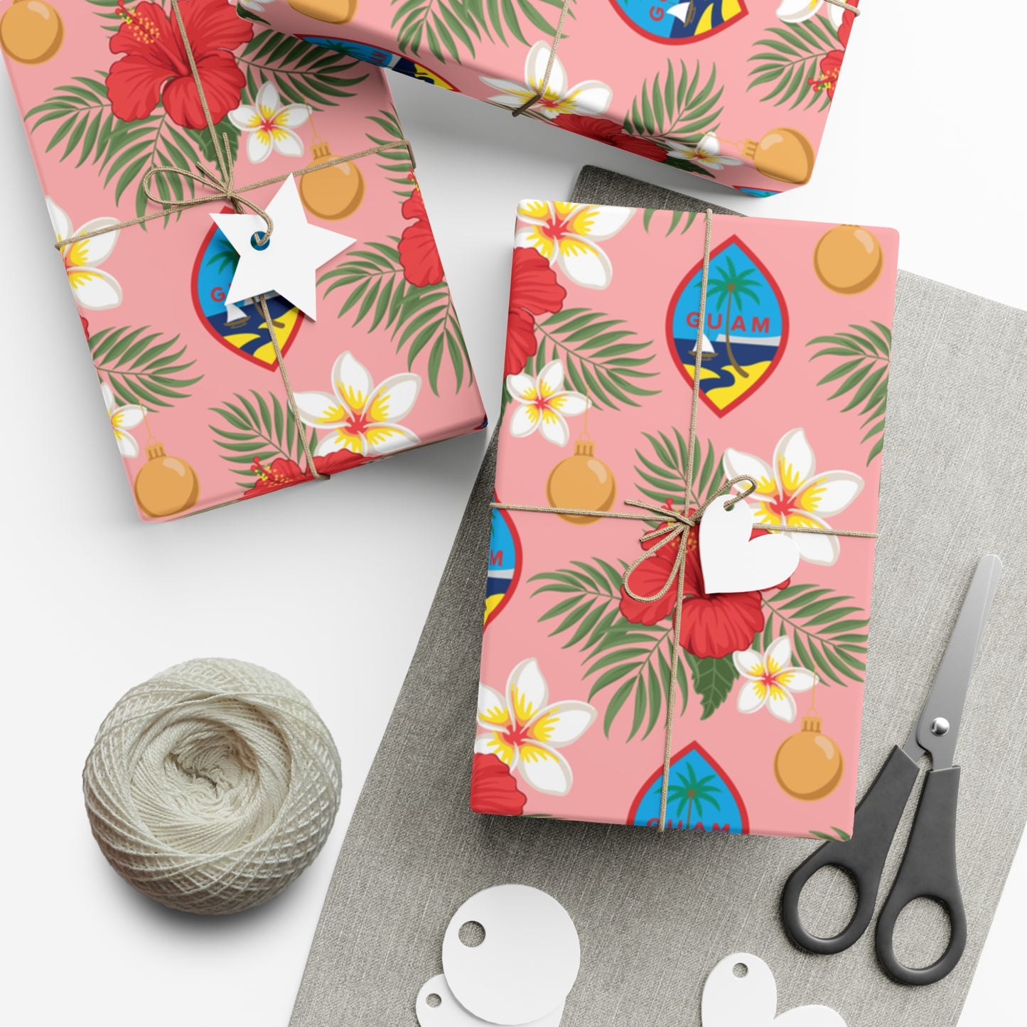 Guam Christmas Flowers Pink Gift Wrapping Paper