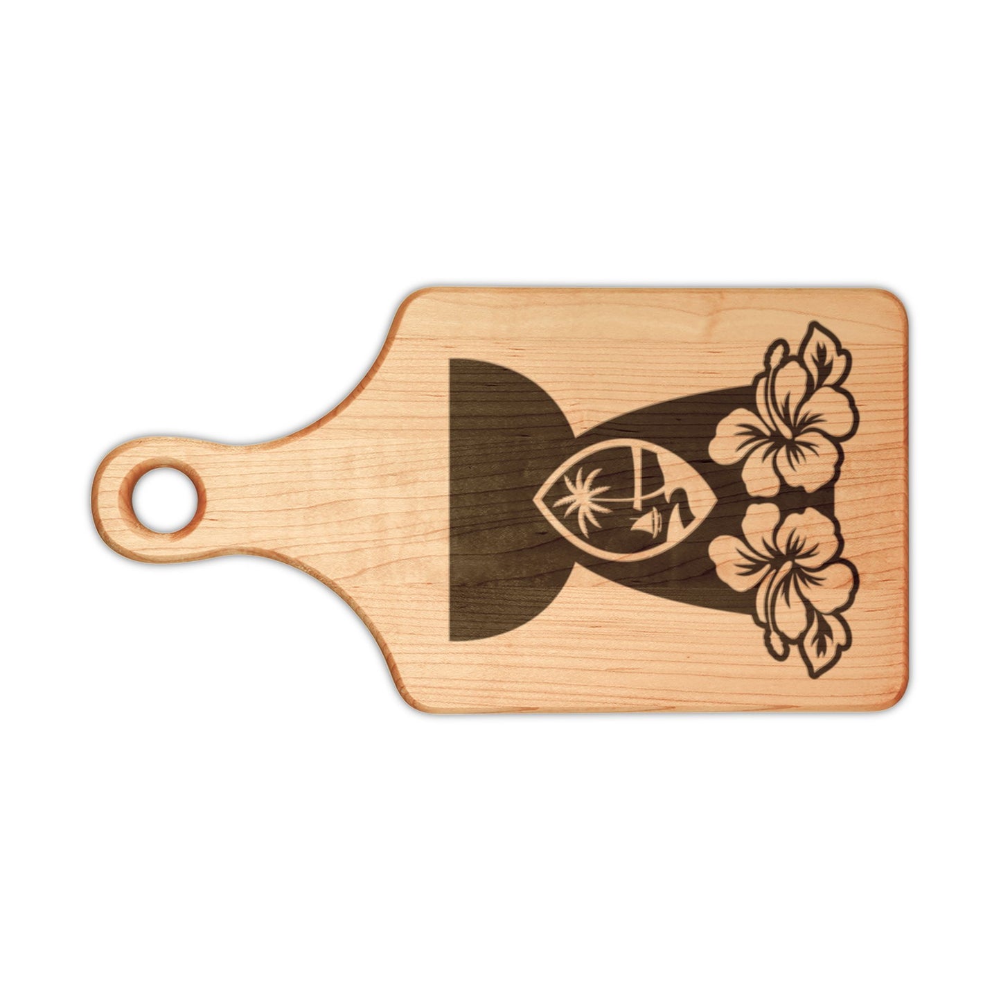 Guam Latte Stone Flowers Engraved Wooden Cutting Board