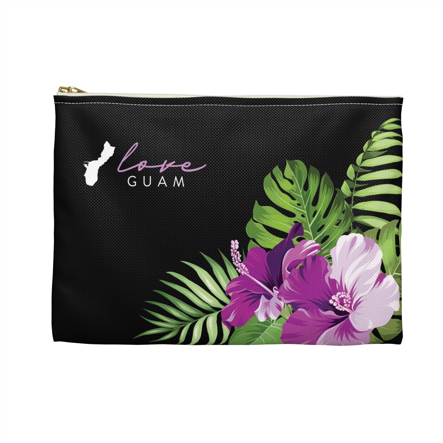 Love Guam Purple Hibiscus Accessories Carry All Pouch