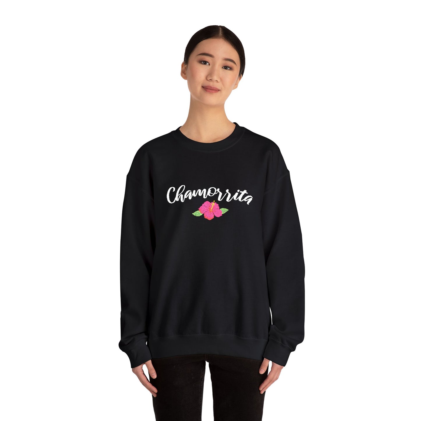 Chamorrita Hibiscus Guam CNMI Embroidered Crewneck Sweatshirt