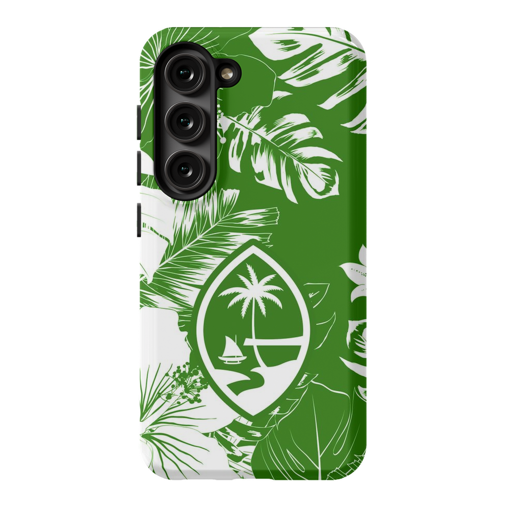 Guam Hibiscus Floral Green Premium Glossy Tough Phone Case