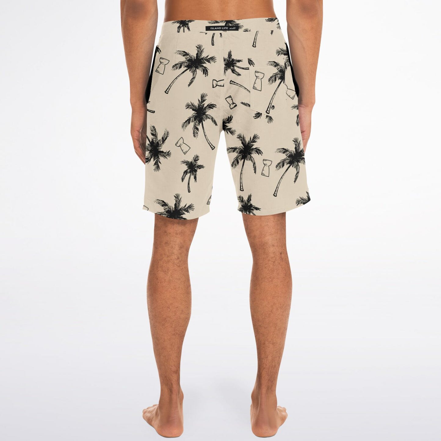 Guam CNMI Latte Stone Coconut Trees Khaki Mens Board Shorts