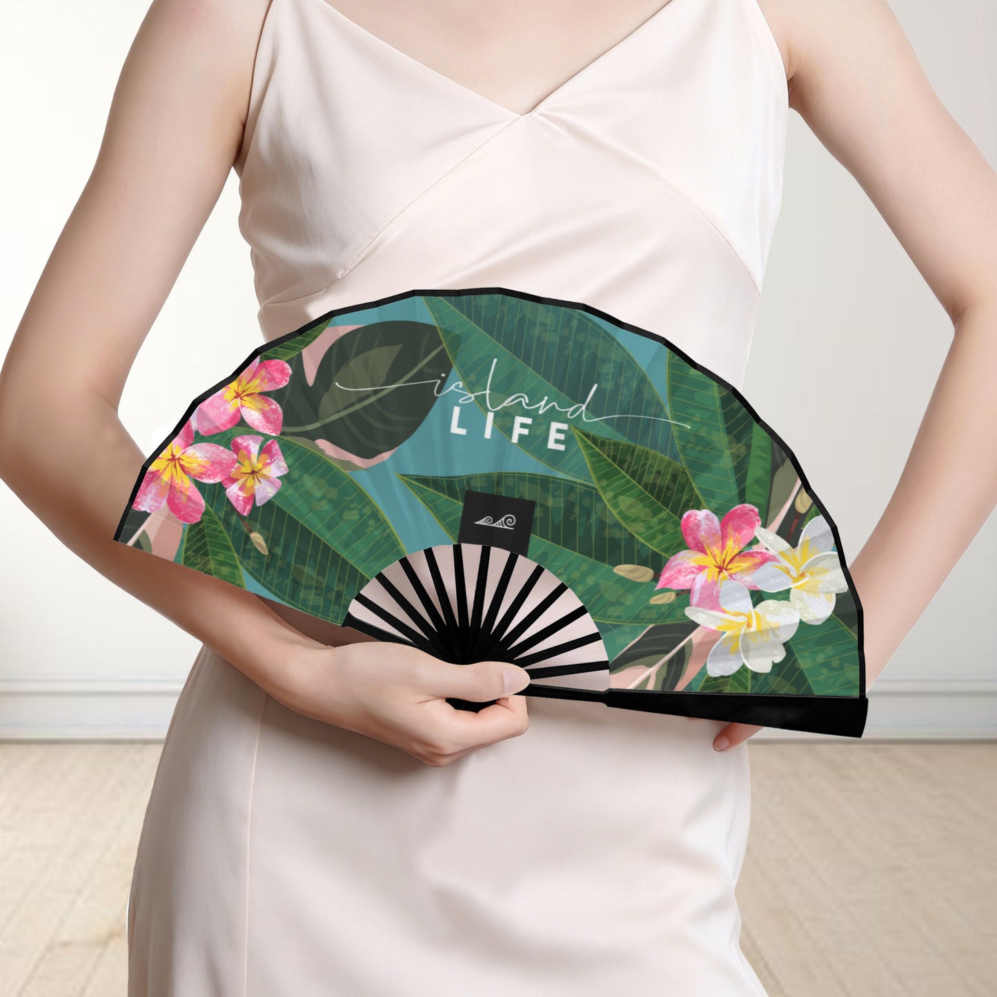 Plumeria Island Life Guam CNMI Double-Sided Folding Fan