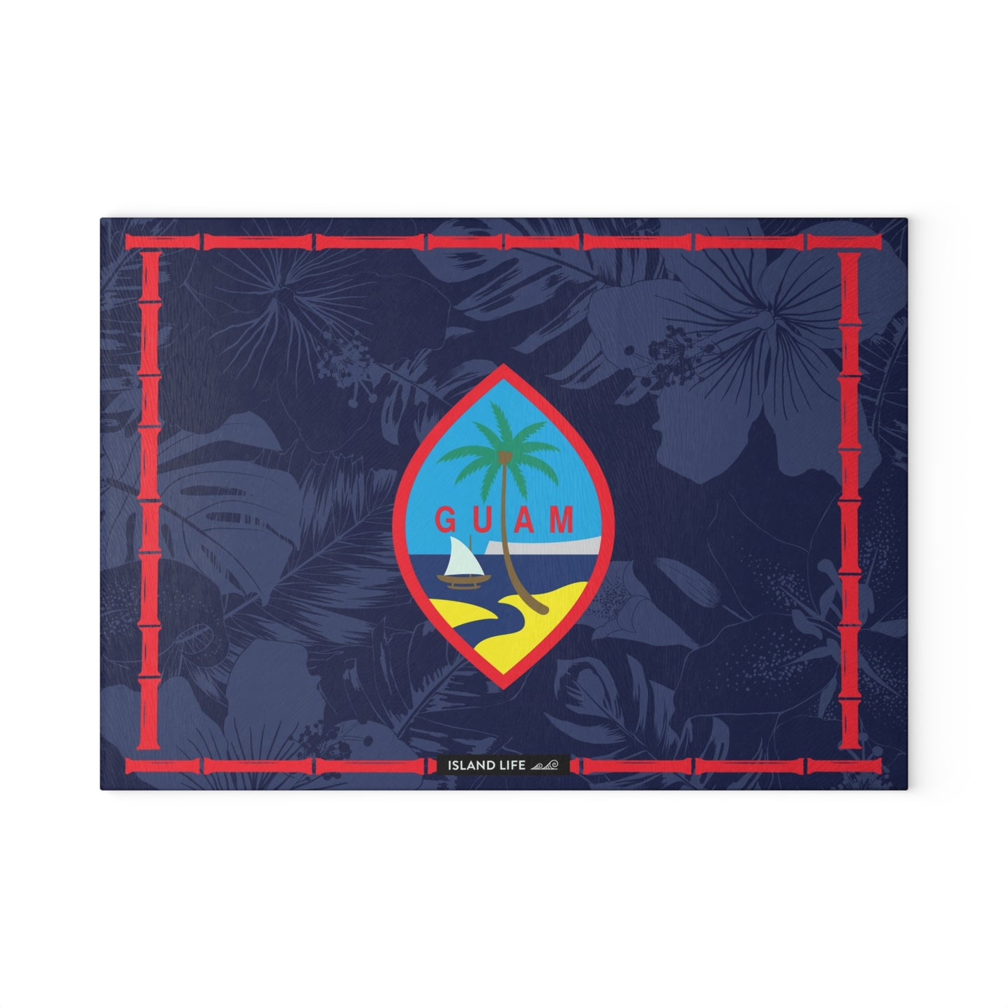 Guam Flag Bamboo Glass Cutting Board