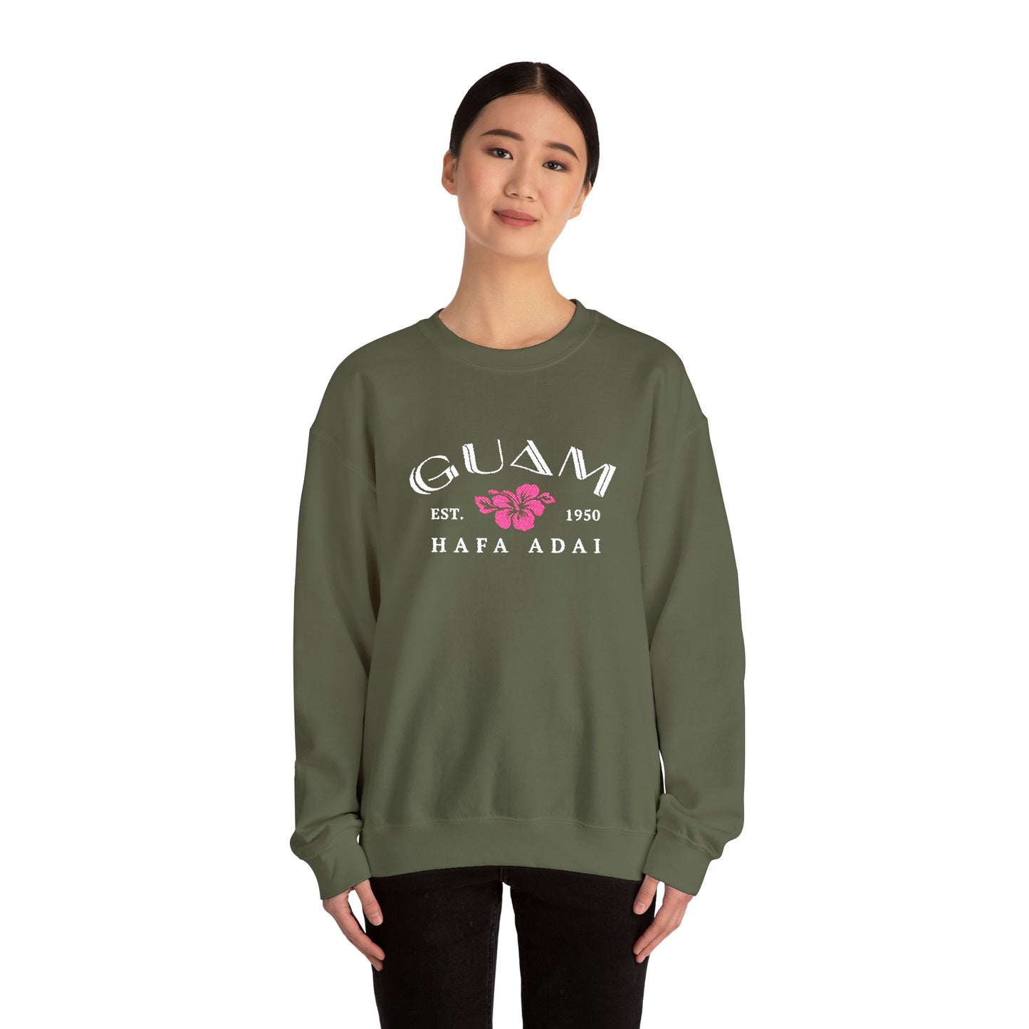 Guam Hibiscus Hafa Adai Embroidered Sweatshirt
