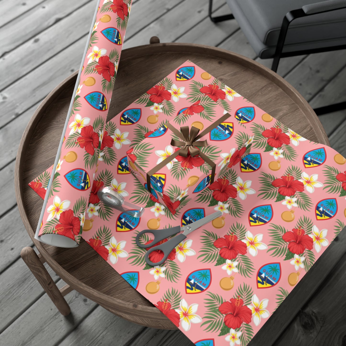 Guam Christmas Flowers Pink Gift Wrapping Paper