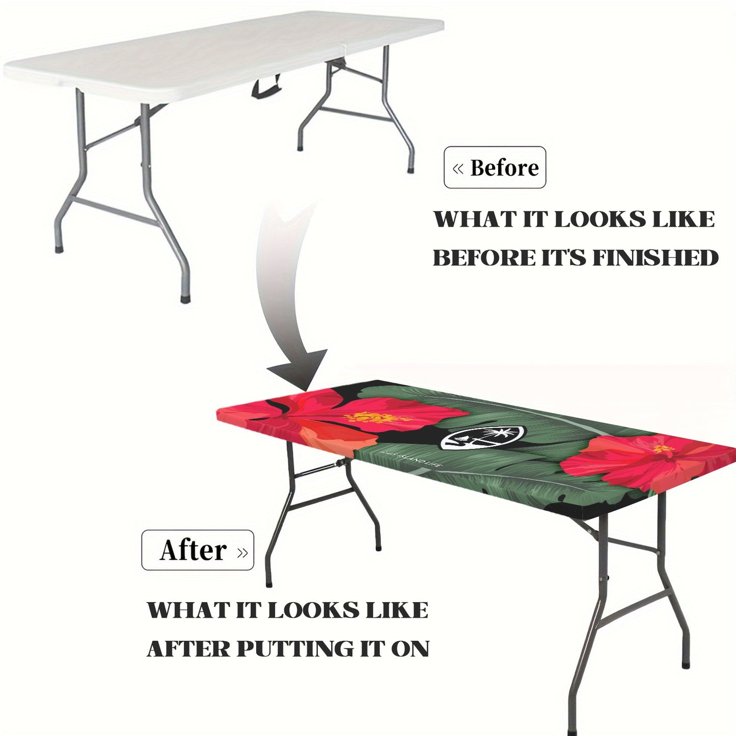 Guam Hibiscus Paradise Red Fitted Tablecloth