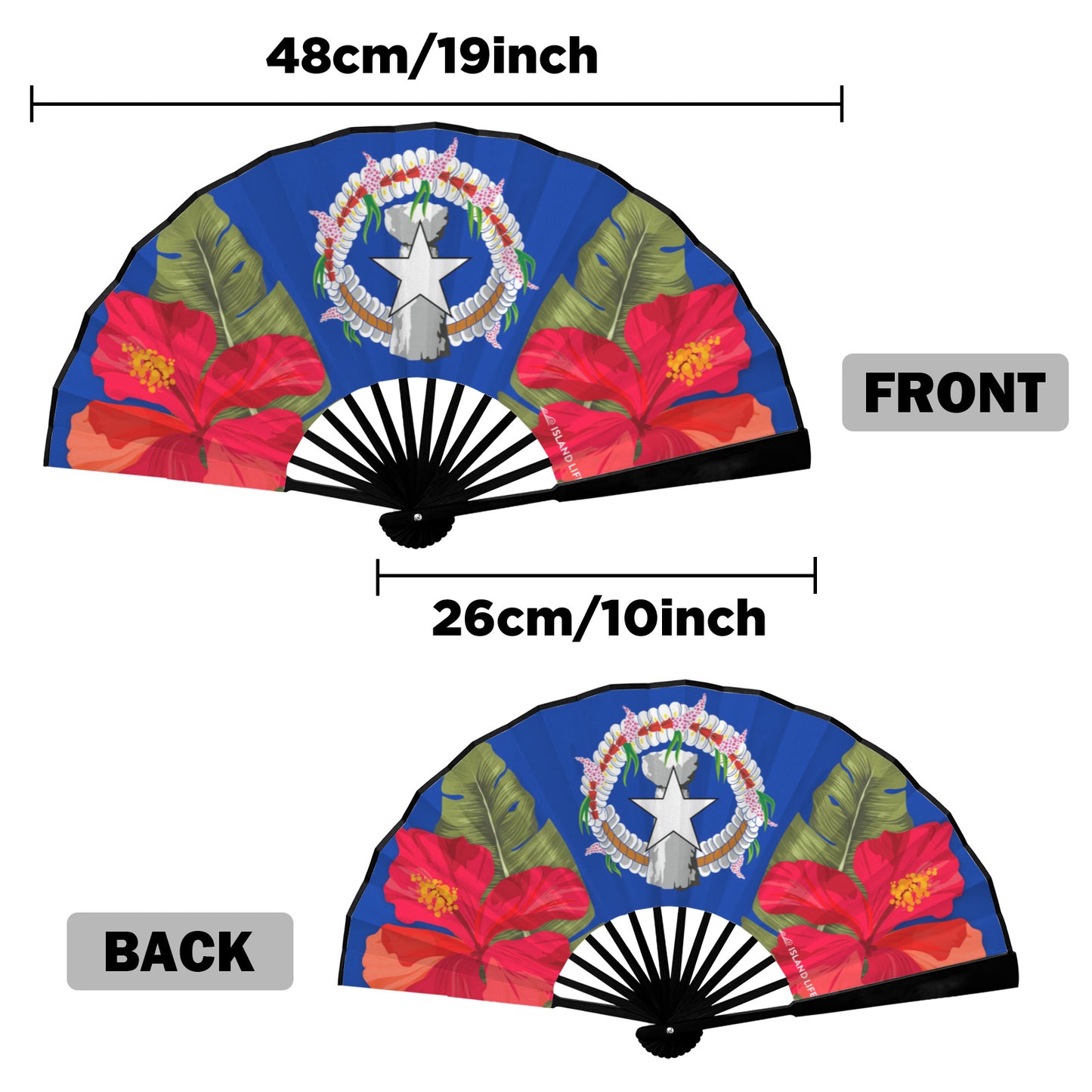 CNMI Seal Hibiscus Paradise Double-Sided Folding Fan