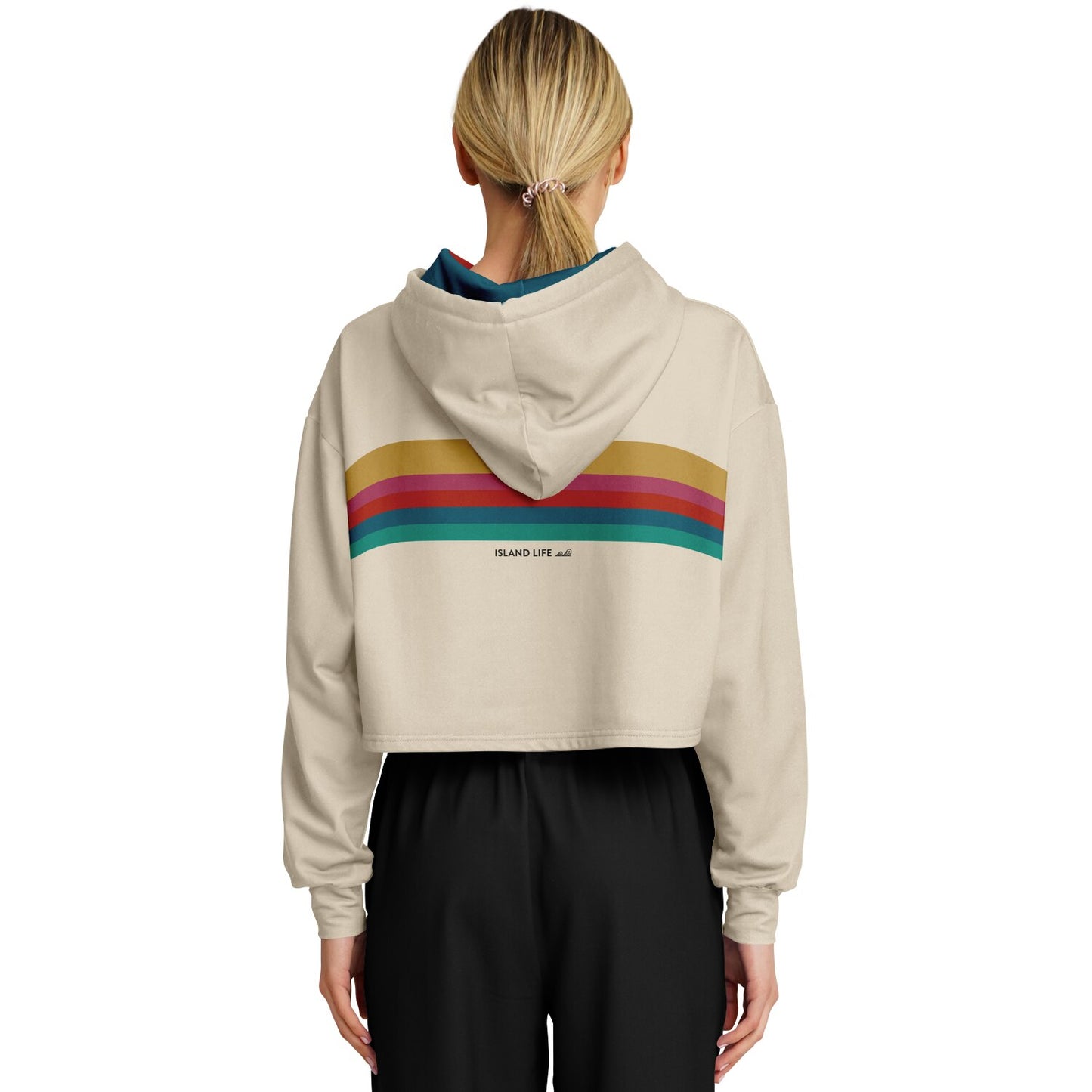 Hafa Adai Retro Rainbow Guam CNMI Cropped Hoodie